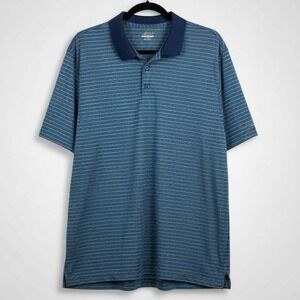✨BCG Golf Polo Shirt Mens XL Extra Large Blue Striped Short Sleeve Casual Work‎